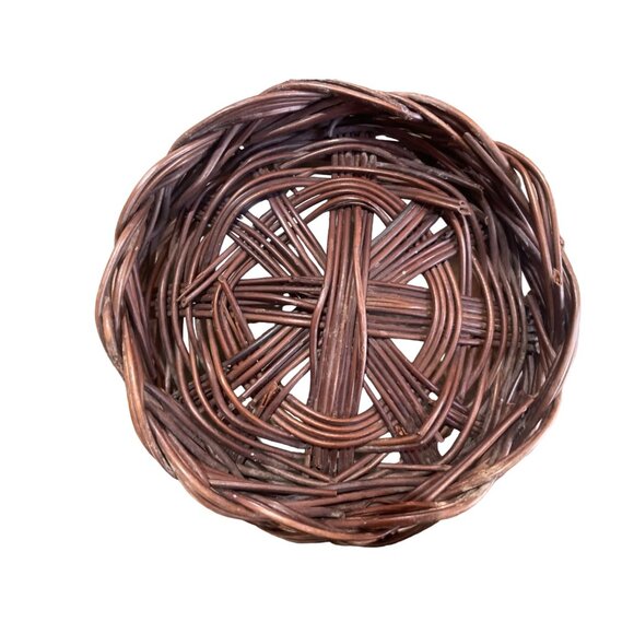 Vintage Wicker Set Of 2 Rustic Brown Woven Nesting Baskets - Picture 5 of 6